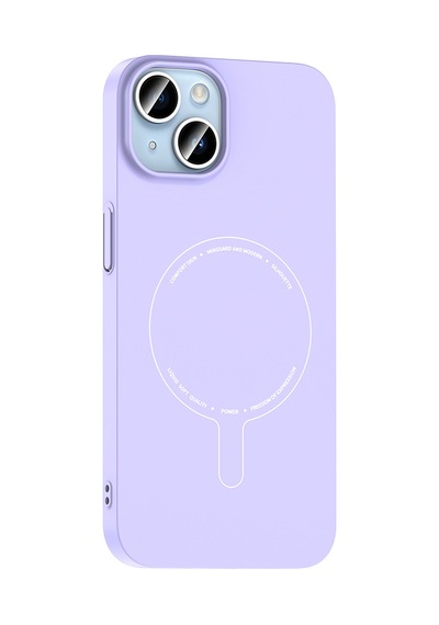 Maks Technology iPhone Uyumlu 14 Kılıf M-safe Şarj Özellikli Kamera Korumalı Mkst Elio Sert Pc Kapak - Lila