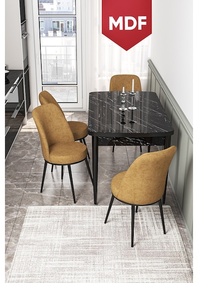 Canisa Concept Kor Serisi 70x114 MDF Açılabilir Mutfak Masası Takımı Siyah Mermer Desen Masa 4 Cappucino Sandalye Masa Siyah Mermer Desenli Sandalyeler Cappucıno Canisa Concept Kor Serisi 70x114 MDF Açılabilir Mutfak Masası Takımı Siyah Mermer Desen Masa 4 Cappucino Sandalye Masa Siyah Mermer Desenli Sandalyeler Cappucıno