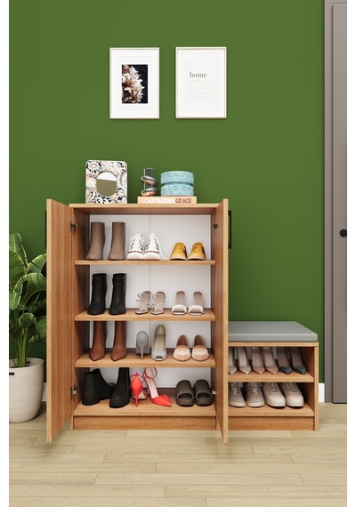 Asra Trend Puflu Ayakkabılık A-25 %100 MDF Minderli Geniş Portmanto Petra Asra Trend Puflu Ayakkabılık A-25 %100 MDF Minderli Geniş Portmanto Petra