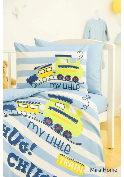 Dijital Baskılı 3d Pamuklu Yenidoğan Bebek Nevresim Takımı My Little Train Çok Renkli