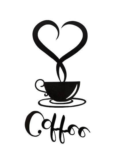 Kalp Buharlı Kahve Fincanı Duvar Dekoru Mutfak Ve Kafe İçin Dekoratif Tablo Coffee Temalı Duvar Süsü