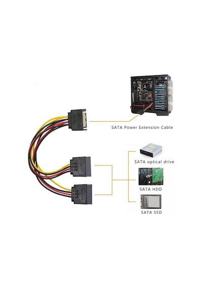 30 cm 15 pin sata 2x sata power çoklayıcı 15 pin erkek sata 2x sata çoklayıcı uzatma kablo