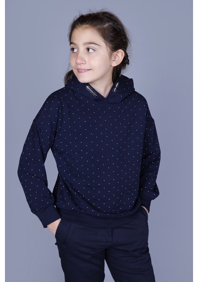 Toontoy Kız Çocuk Taş İşlemeli Sweatshirt Lacivert