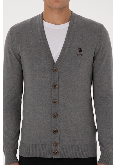U.s. Polo Assn. Erkek Gri Melanj Hırka Triko 50313702-vr086 Gri Melanj