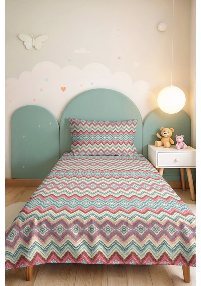 Geometrik Bohem Genç Odası Tek Kişilik Pike Takımı - Boho Etnik 160x220 Cm Kapitone Yatak Örtüsü Ayazlı Defne Demi