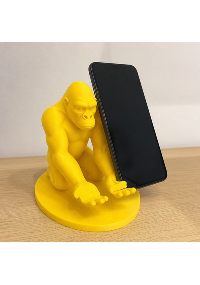 3d Baskı Goril Telefon Tutucu - Kaslı Goril Masaüstü Telefon Standı-sarı