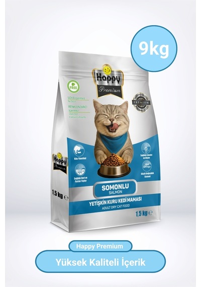 Happy Somonlu Kuru Kedi Maması 9 KG