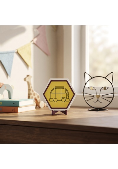 Özgün Tasarım Karavan Temalı Masaüstü Süsü Çalışma Alanlarınız İçin Modern Ve Şık Bir Görünüm Sunan Parça 10x10 Cm, Sarı