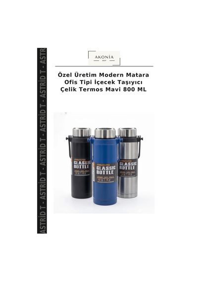 Özel Üretim Modern Matara Ofis Tipi İçecek Taşıyıcı Çelik Termos Mavi 800 Ml Çok Renkli