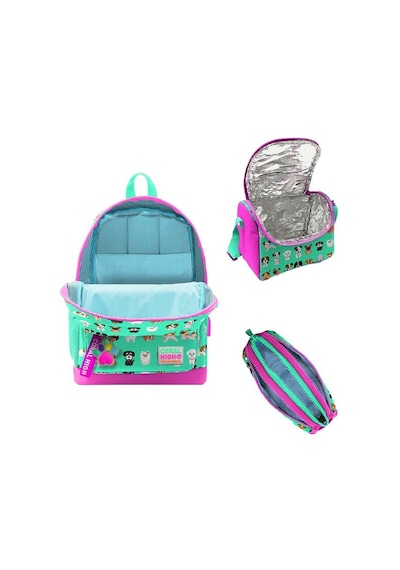 Coral High Kids Su Yeşili Neon Pembe Köpek Desenli 3lü Okul Çanta Seti Çok  Renkli