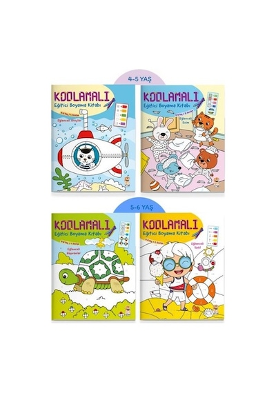 Kodlamalı Eğitici Boyama Seti 4 Kitap