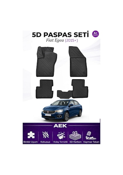 Fiat Egea Sedan 2015+ Araca Özel Havuzlu "karbon" Paspas Takımı