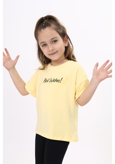 Toontoy Kids Toontoy Kız Çocuk Baskılı Tişört Sarı