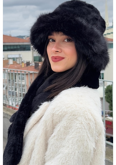 Mollycrush Kadın Suni Kürk Şapka Ve Atkı Seti Yumuşak Dokulu, Soğuk Havalar İçin Lüks & Şık Görünüm Siyah Mollycrush Kadın Suni Kürk Şapka Ve Atkı Seti Yumuşak Dokulu, Soğuk Havalar İçin Lüks & Şık Görünüm Siyah
