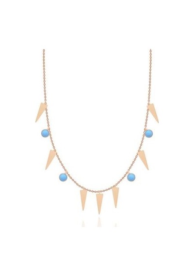 Diamond Line-Gülaylar - Pembe Altın 14 Ayar Firuze Taş Kolye N11.24979