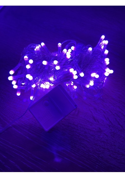 10m 100 Led Damla Uçlu Pembe Işık Şeffaf Kablo Renkli