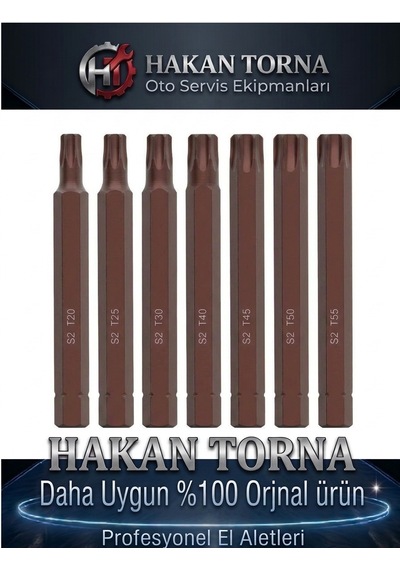 Rico Uzun 7 Parça T20 T25 T30 T40 T45 T50 T55 Torx Bits Uç Kaplamalı Torks Tork Uç