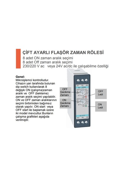 Kael Çift Ayarlı Flaşör Röle Ke-Drn1