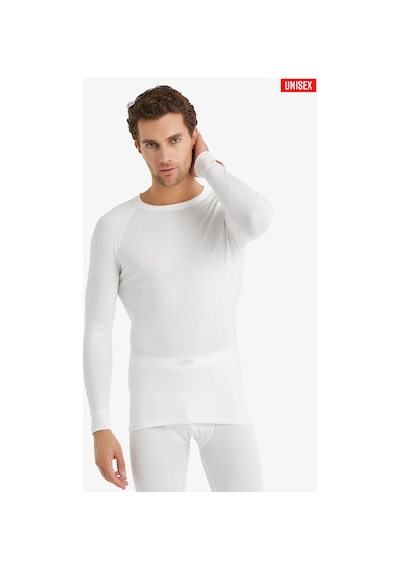 Blackspade Vücuda Oturan İçlik Unisex Termal Uzunkol Tişört Bisiklet Yaka, 2. Seviye Isı Koruma-9259 Beyaz