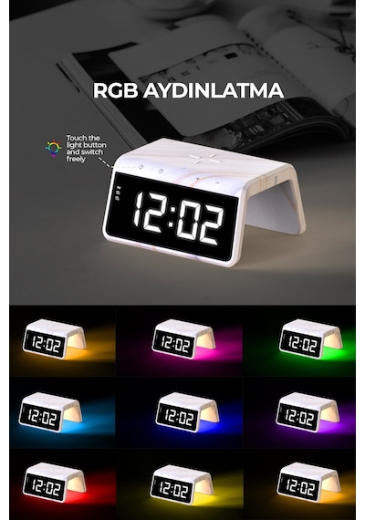 Havit W320 Hızlı Wireless Şarj + Saat + Gece Lambası Bej