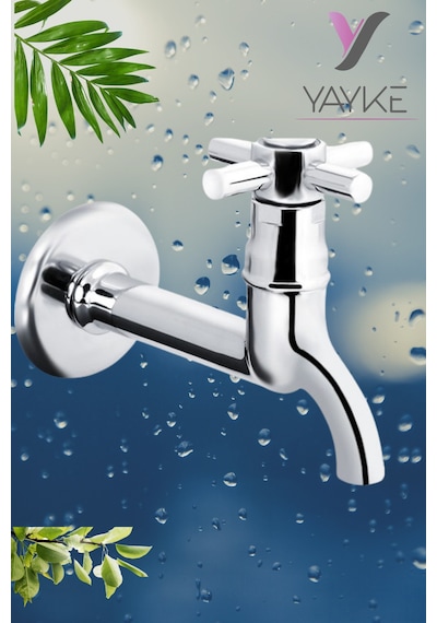 Yayke Uzun Pirinç Lavabo Musluğu Krom