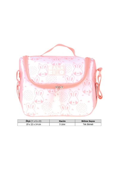 Calacilo Pleasant Kız Çocuk Kedi Baskılı Pembe Isı Yalıtımlı Okul Beslenme Çantası - C4051 Beyaz - Pembe