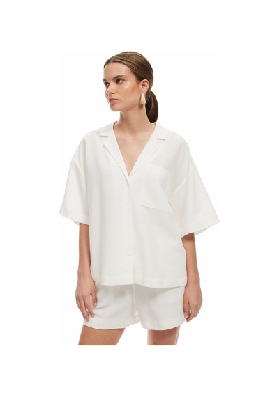 Koton Viskon- Keten Karışımlı Cepli Kısa Kollu Oversize Gömlek Kırık Beyaz 5sak60003pw Ekru Koton Viskon- Keten Karışımlı Cepli Kısa Kollu Oversize Gömlek Kırık Beyaz 5sak60003pw Ekru