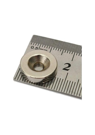 Dünya Magnet 5 Adet D15mm X 10/5,5mm X 3mm Havşa Delikli Güçlü Vida Atılabilir Neodyum Mıknatıs