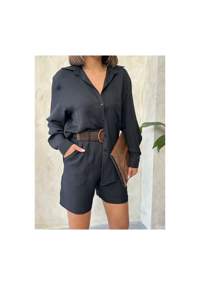 Verymoda Kemerli Şort D2686 Siyah