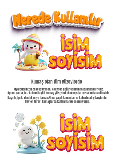 Kıyafet Etiketi - Okul Kıyafet Kumaş Etiketi Kreş Anaokulu İlkokul Kıyafet Kumaş Etiketi Set05 Karışık