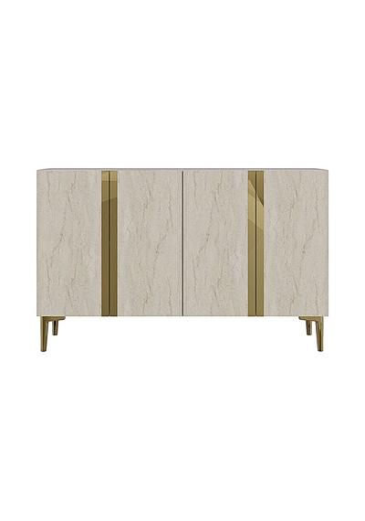 Ka1298btg Anka Konsol Ve Tv Sehpası Beyaz-traverten-gold 120cm