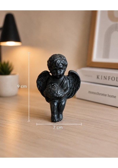 Dekoratif Angel Biblo Küçük Boy Siyah Melek Heykeli Masaüstü Obje