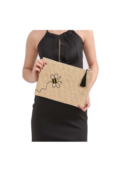 Yaratıcı Tasarım Hasır Kadın Portföy & Clutch Çanta Arı