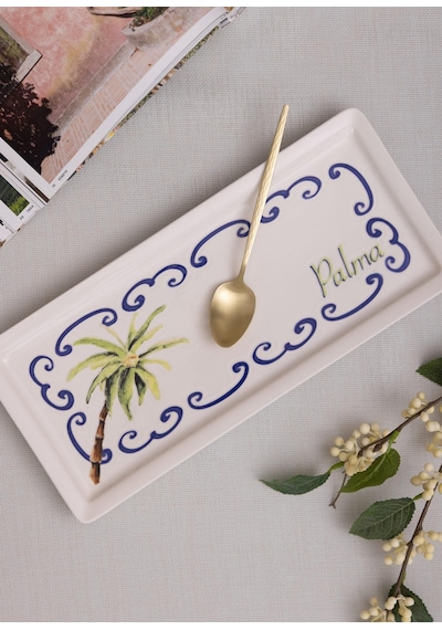 The Mia Palma Dikdörtgen Servis Tabağı 35x16 Cm Çok Renkli