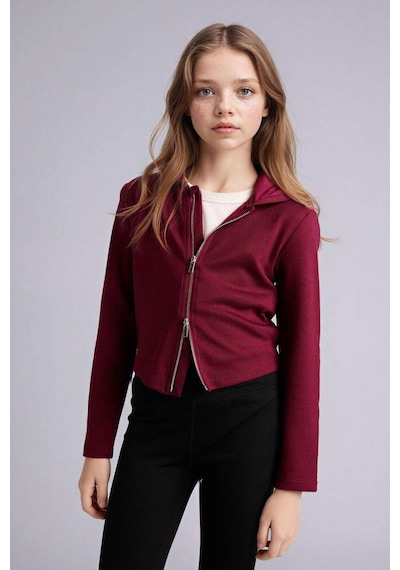 Defacto Fermuarlı Modal Hırka Kız Çocuk G9750a826spbr170 Bordo-br170
