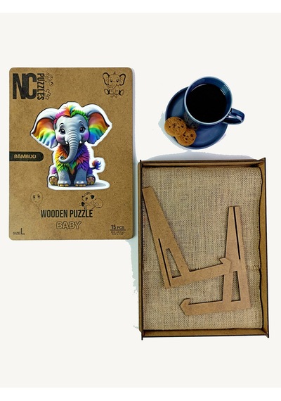 Ncpuzzles Bambuu (Fıl), 15 Parça Ahşap Puzzle, Bul Tak