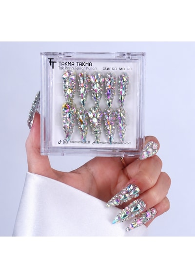 Takma Tırnak Nail Art Extra Uzun 10'lu Tekrar Kullanılabilir El Yapımı Protez Takma Tırnak Keee1658 S