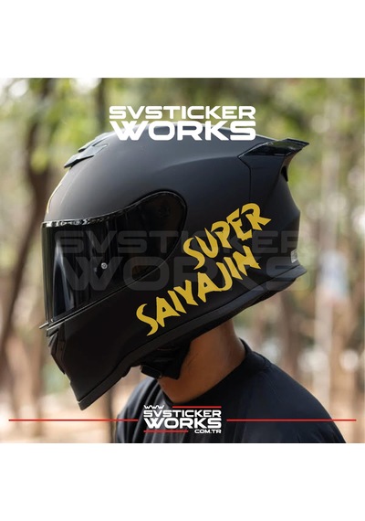 Super Saiyajin Yazılı Kask Sticker Tüm Kasklar Uyumlu Tek Yön 1 Adet Altın
