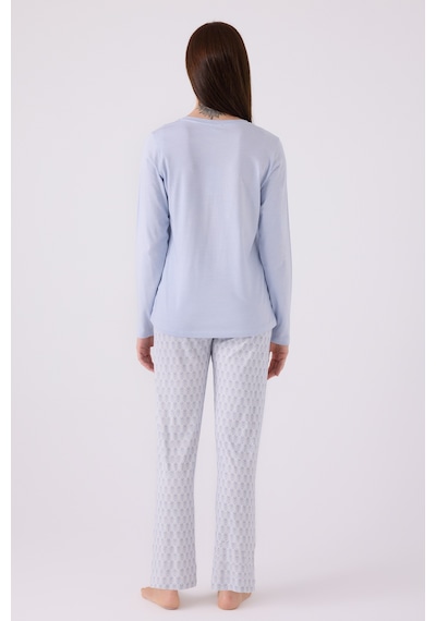 Pierre Cardin 8888 Uzun Kol Kadın Pijama Takımı Mavi