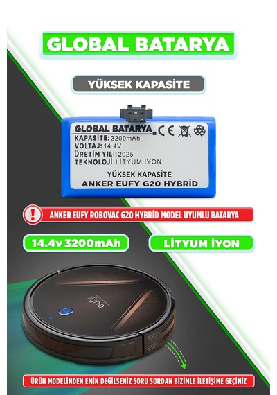 Anker Eufy Robovac G20 Hybrid Uyumlu Batarya 3200mah
