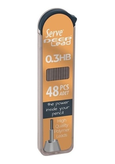 Serve Deep 0.3 Mm Hb Siyah Kalem Ucu 48 Li Renkli Gövde - Sarı