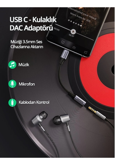 Ugreen Type-c To 3.5mm Jack Aux Dönüştürücü Kablo, 80154 Diğer