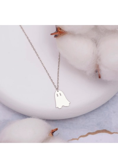 Hayalet Kolye, Gold Minimalist Hayalet Figürlü Kolye, Sevimli Halloween Takısı, Kadınlara Özel Gümüş