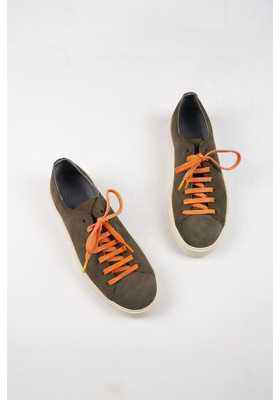 Krahe Ares Erkek Hakiki Deri El Boyamalı Bağcık Ve Iki Yedek Bağcıklı Haki Sneakers 001