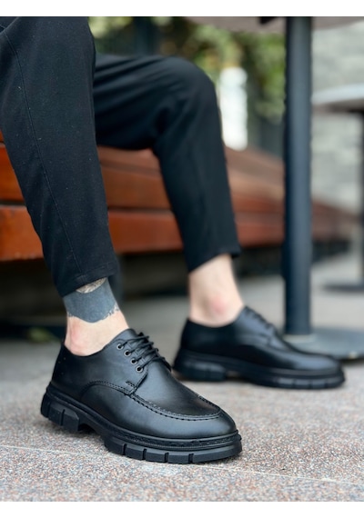 Ba0237 Bağcıklı Klasik Yüksek Taban Casual Erkek Ayakkabı Siyah