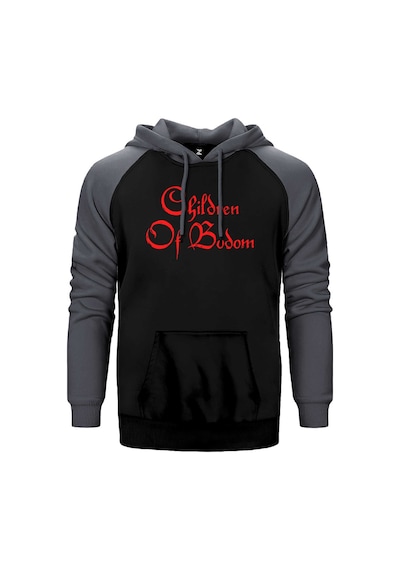 Children Of Bodom Yazı Gri Renk Reglan Kol Kapşonlu Sweatshirt Gri
