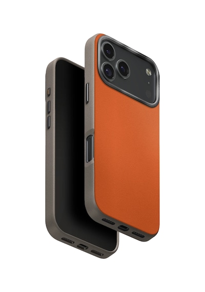 Apple Uyumlu iPhone 17 Pro Kılıf Lyden Ds Çift Ton Vegan Deri Magsafe Özellikli Magclick Business Kapak Turuncu
