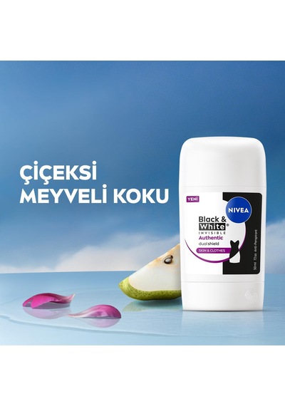 Kadın Stick Deodorant Black&white Invsible Authentic 50 Ml,terleme Karşıtı,meyve,çiçek Kokusu,kumaş Koruması,alkolsüz