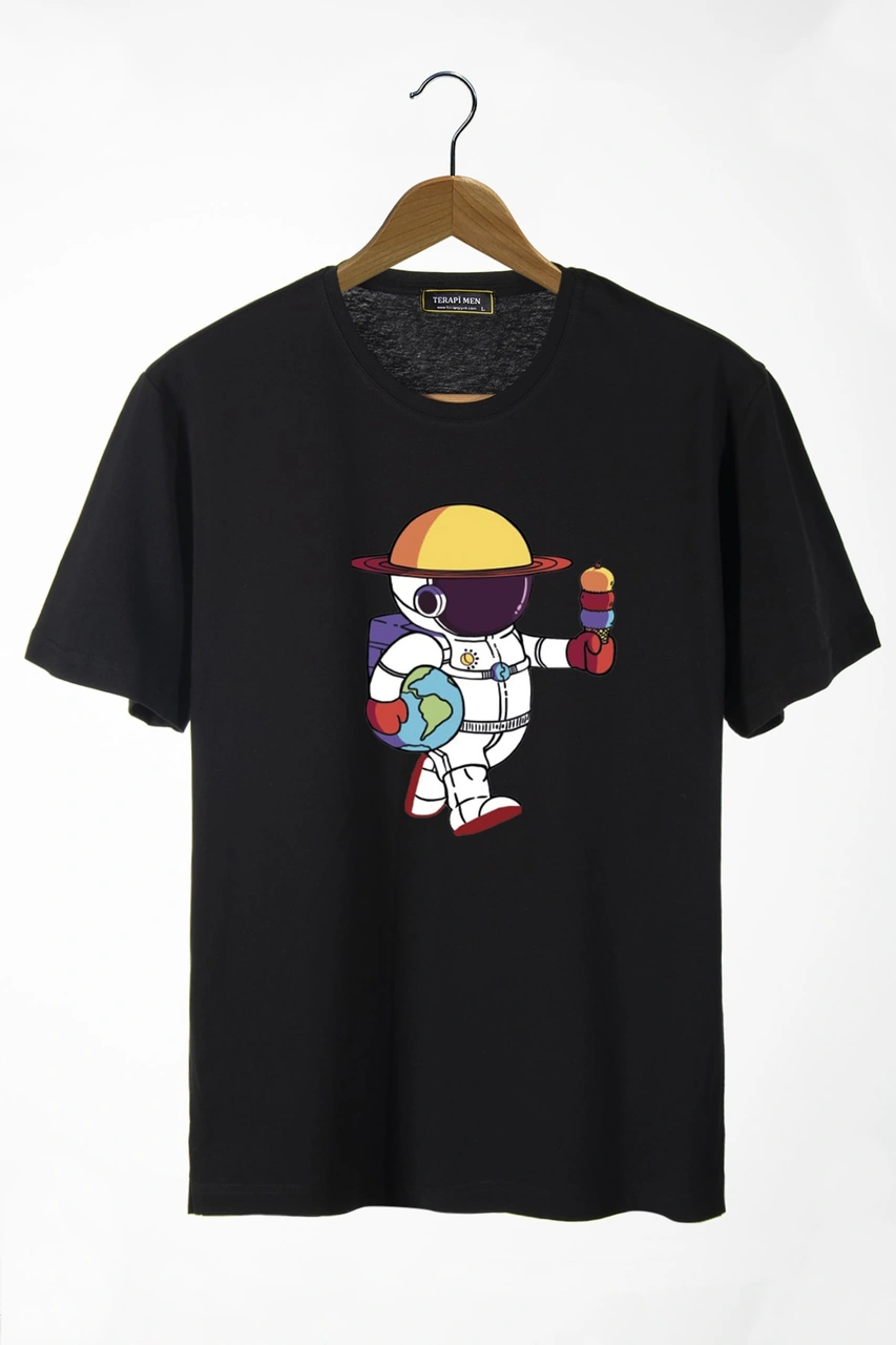 Veaven Unisex Siyah Önü Renkli Astronot Baskılı Bisiklet Yaka Oversize Kalıp Basic Pamuklu T-shirt SIYAH Veaven Unisex Siyah Önü Renkli Astronot Baskılı Bisiklet Yaka Oversize Kalıp Basic Pamuklu T-shirt SIYAH