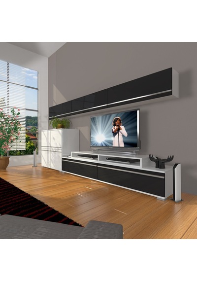 Decoraktiv Ekoflex 8 Mdf Tv Ünitesi Tv Sehpası Beyaz - Siyah